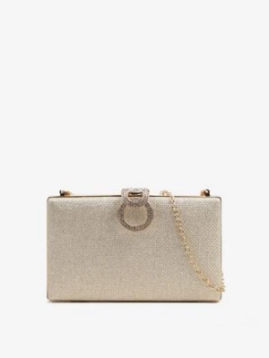 Złota Torebka Typu Kopertówka z Brokatem Cyrkoniami i Biżuteryjną Aplikacją Avlela caely