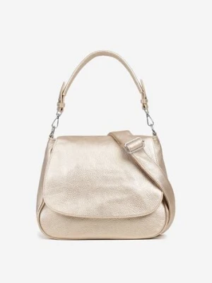 Złota Torebka z Klapą w Stylu Listonoszki z Paskiem i Rączką Malurelle