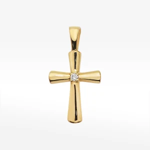 Złota zawieszka krzyżyk z diamentami Filipowicz