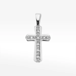 Zdjęcie produktu Złota zawieszka krzyżyk z diamentami z białego złota Filipowicz