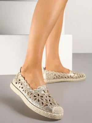 Złote Ażurowe Espadryle Vices z Plecionym Sznurkiem Arivila