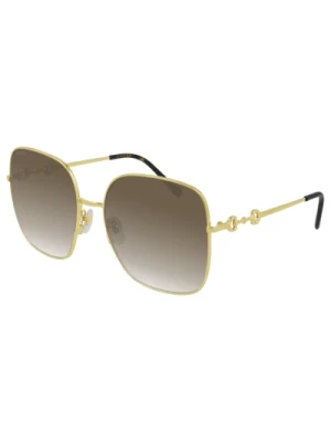 Złote/brązowe okulary przeciwsłoneczne Gucci
