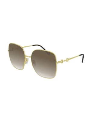 Złote brązowe okulary Szykowny model Gucci