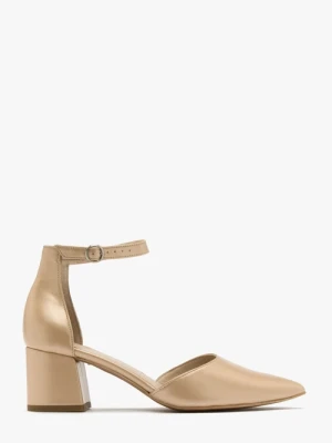 Złote czółenka na klocku Ryłko