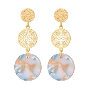 Złote długie kolczyki z jasnej żywicy SOTHO