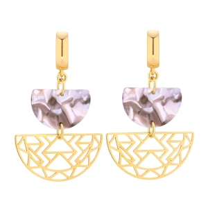 Złote długie kolczyki z jasnej żywicy SOTHO