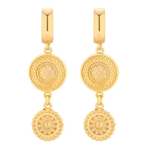 Złote długie kolczyki z rozetkami SOTHO