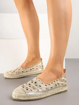 Zdjęcie produktu Złote Espadryle Ażurową Cholewką i Plecionką Ismio