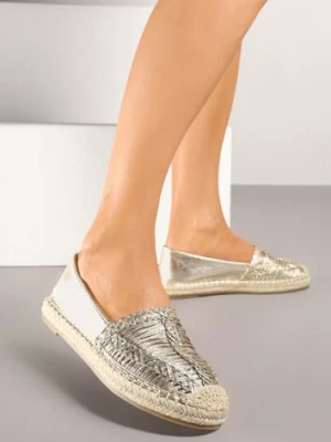 Złote Espadryle z Ozdobną Plecionką na Cholewce w Stylu Boho Adisella