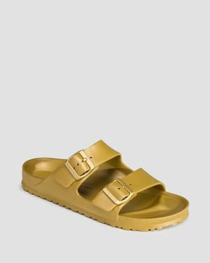 Złote klapki damskie Birkenstock Arizona Eva Narrow