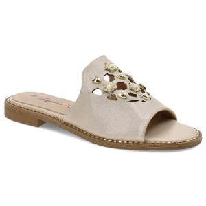 Złote Klapki S.Barski Eleganckie Buty Damskie