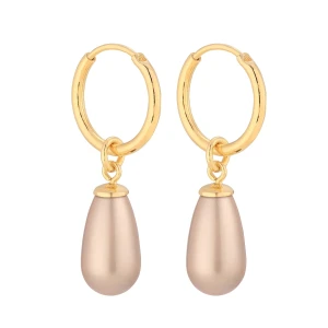 Złote kolczyki koła z pudrowymi perłami SWAROVSKI® CRYSTAL SOTHO