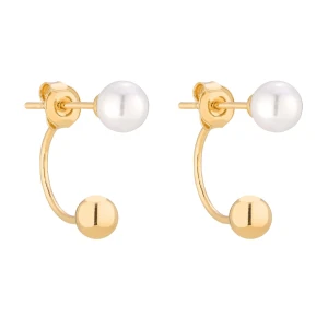 Złote kolczyki kuleczki z białymi perłami SWAROVSKI® CRYSTAL SOTHO