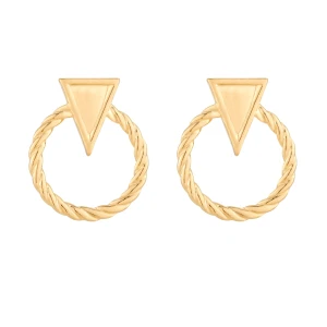Złote kolczyki obręcze z trójkątem SOTHO