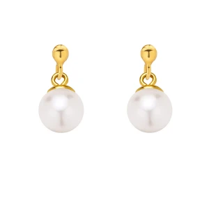 Złote kolczyki z białą perłą SWAROVSKI® CRYSTAL SOTHO