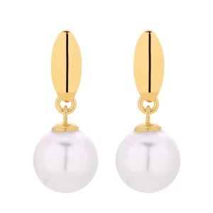 Złote kolczyki z białymi perłami SWAROVSKI® CRYSTAL SOTHO