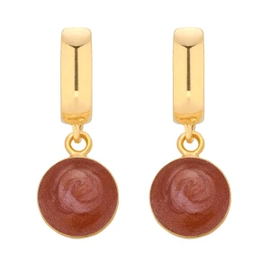 Złote kolczyki z bordową żywicą SOTHO