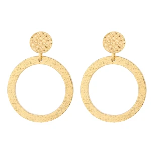 Złote kolczyki z chropowatymi kołami SOTHO