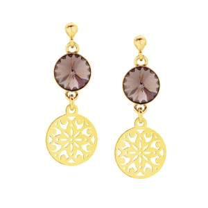 Złote kolczyki z czekoladowymi kryształami SWAROVSKI® CRYSTAL SOTHO