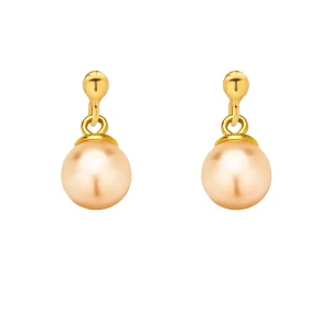 Złote kolczyki z łososiową perłą SWAROVSKI® CRYSTAL SOTHO