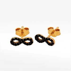 złote kolczyki z nieskończonością i czarnymi kamieniami Filipowicz