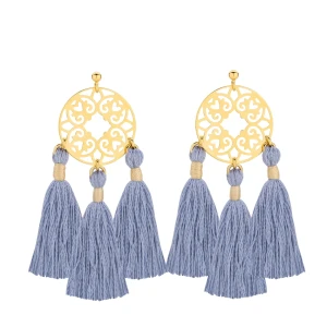 Złote kolczyki z rozetkami i trzema chwostami SOTHO