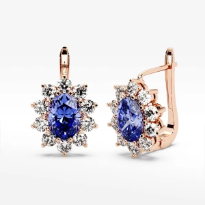 Złote kolczyki z tanzanitem i diamentami Filipowicz
