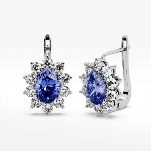 Złote kolczyki z tanzanitem i diamentami Filipowicz