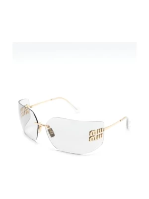 Złote Okulary przeciwsłoneczne z oryginalnymi akcesoriami Miu Miu