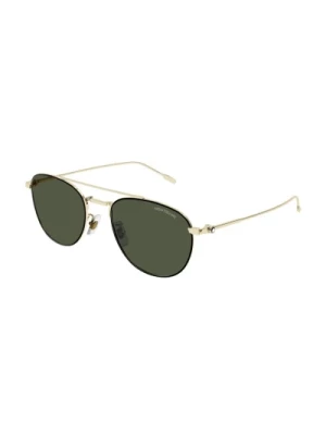 Złote oprawki zielone soczewki okulary przeciwsłoneczne Montblanc