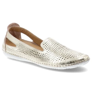 Złote Półbuty Artiker Ażurowe Stylowe Obuwie Damskie