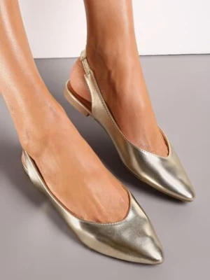 Złote Pudrowe Sandały Slingback z Noskiem w Szpic Arrilla vices