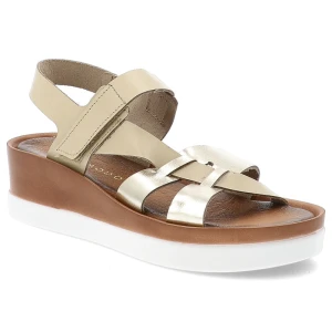 Złote Sandały Armodo Eleganckie Obuwie Damskie Na Koturnie