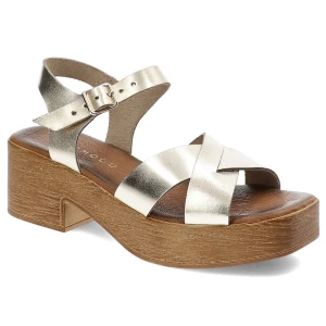 Złote Sandały Armodo Eleganckie Obuwie Damskie Na Obcasie