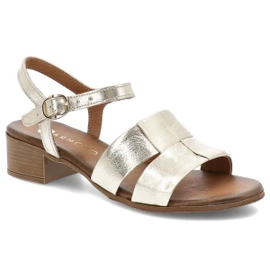 Złote Sandały Armodo Stylowe Obuwie Damskie Na Obcasie