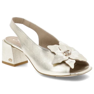 Złote Sandały Chebello Eleganckie Obuwie Damskie Na Obcasie