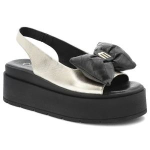 Złote Sandały Chebello Eleganckie Obuwie Damskie Na Platformie