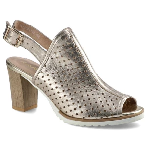 Złote Sandały Damskie Karino Modne Stylowe Buty