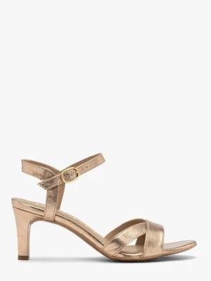 Złote sandały damskie na obcasie Ryłko