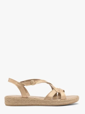 Złote sandały damskie płaskie Ryłko
