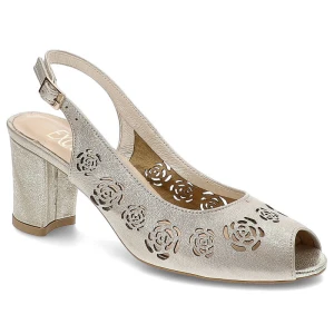 Złote Sandały Exqiusite Damskie Stylowe Obuwie Exquisite