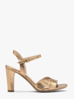 Złote sandały na grubej szpilce Ryłko