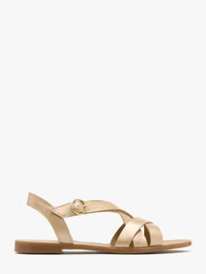 Złote sandały na płaskiej podeszwie Ryłko