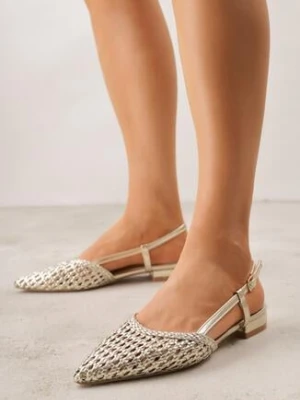 Złote Sandały Ozdobione Plecionką Melorah