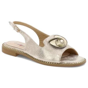 Złote Sandały S.Barski Eleganckie Obuwie Damskie