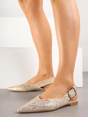 Złote Sandały Vices Bez Pięty ze Skórzaną Wkładką Ralovira