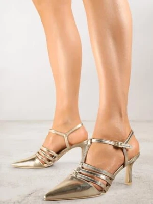 Złote Sandały Vices na Szpilce Anivi