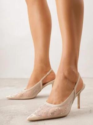 Złote Siateczkowe Sandały Slingback na Szpilce z Cyrkoniami Eshirvyn super mode