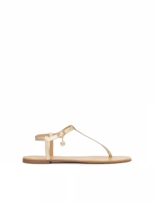 Złote skórzane sandały w stylu minimal Kazar