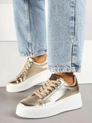 Złote Sneakersy na Platformie Berdolina